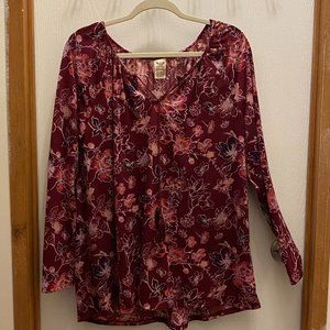 Faded Glory Patterned Long Sleeved Top